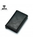 BISI GORO zabezpieczenie przed kradzieżą mężczyźni Vintage etui na karty kredytowe blokowanie portfel rfid PU skóra Unisex infor