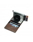 BISI GORO zabezpieczenie przed kradzieżą mężczyźni Vintage etui na karty kredytowe blokowanie portfel rfid PU skóra Unisex infor