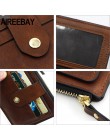 AIREEBAY Credit etui na dowód osobisty wąski skórzany portfel portfel etui na pieniądze dla mężczyzn kobiety czarny portfel na k
