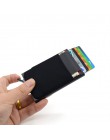 BONAMIE aluminiowy portfel z elastycznością powrót etui ID etui na karty kredytowe RFID Mini wąski portfel automatyczne wyskakuj