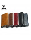 BISI GORO zabezpieczenie przed kradzieżą mężczyźni Vintage etui na karty kredytowe blokowanie portfel rfid PU skóra Unisex infor