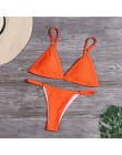 Seksowne Bikini w jednolitym kolorze zestaw stroje kąpielowe kobiety mikro Bikini pierścień Patchwork strój kąpielowy brazylijsk