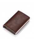 Bycobecy etui na karty kredytowe portfel mężczyźni kobiety Metal RFID Vintage torba aluminiowa crazy horse skóra pu posiadacz ka