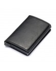 Bycobecy etui na karty kredytowe portfel mężczyźni kobiety Metal RFID Vintage torba aluminiowa crazy horse skóra pu posiadacz ka