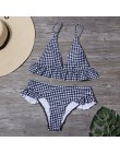 Nadruk w szkocką kratę Bikini Set jednokolorowy strój kąpielowy Sexy wzburzyć stroje kąpielowe damskie kostium kąpielowy kobiet 