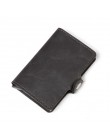Prawdziwej skóry mężczyzn aluminiowy portfel tylna kieszeń etui na dowód osobisty RFID blokowanie Mini magiczny portfel automaty