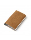 Bycobecy etui na karty kredytowe portfel mężczyźni kobiety Metal RFID Vintage torba aluminiowa crazy horse skóra pu posiadacz ka