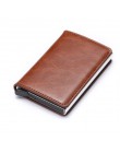 Bycobecy etui na karty kredytowe portfel mężczyźni kobiety Metal RFID Vintage torba aluminiowa crazy horse skóra pu posiadacz ka