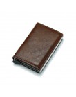 BISI GORO zabezpieczenie przed kradzieżą mężczyźni Vintage etui na karty kredytowe blokowanie portfel rfid PU skóra Unisex infor