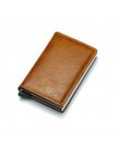 BISI GORO zabezpieczenie przed kradzieżą mężczyźni Vintage etui na karty kredytowe blokowanie portfel rfid PU skóra Unisex infor