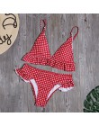 Nadruk w szkocką kratę Bikini Set jednokolorowy strój kąpielowy Sexy wzburzyć stroje kąpielowe damskie kostium kąpielowy kobiet 