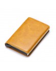Bycobecy etui na karty kredytowe portfel mężczyźni kobiety Metal RFID Vintage torba aluminiowa crazy horse skóra pu posiadacz ka
