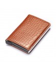 Bycobecy etui na karty kredytowe portfel mężczyźni kobiety Metal RFID Vintage torba aluminiowa crazy horse skóra pu posiadacz ka