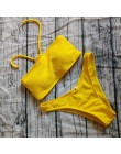 2019 stałe Bikini brazylijski strój kąpielowy kobiety Bikini Set Sexy strój kąpielowy z odsłoniętymi ramionami kobiet pływanie B