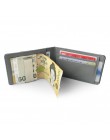 Gorąca sprzedaż moda solidna męska cienka Bifold klip na pieniądze skórzany portfel z metalowy zacisk kobiet ID saszetka na kart