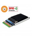 BONAMIE Slim aluminiowy portfel z elastycznością powrót etui ID etui na karty kredytowe Mini portfel rfid automatyczne wyskakują