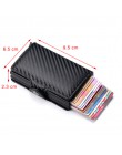 Carbon Fiber Anti Rfid etui na karty kredytowe męskie podwójne etui na karty portfel metalowy biznes Bank Credit Card minimalist