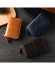 Skóra bydlęca wizytownik na karty biznesowe mężczyźni Zipper niebieski/brązowy/kawa portfel na karty kredytowe męskie 2020 Retro