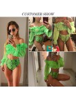 In-x Sexy neon zielony bikini set Mesh z długim rękawem strój kąpielowy kobiet wysokiej talii bikini 2020 wąż drukuj stroje kąpi