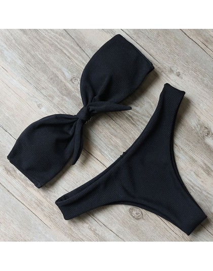 Solidny bandeau Bikini Set 2020 Sexy strój kąpielowy kobiety Bikini brazylijski stringi stroje kąpielowe kobiet stanik strój kąp