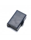 Carbon Fiber Anti Rfid etui na karty kredytowe męskie podwójne etui na karty portfel metalowy biznes Bank Credit Card minimalist