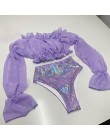 In-x Sexy neon zielony bikini set Mesh z długim rękawem strój kąpielowy kobiet wysokiej talii bikini 2020 wąż drukuj stroje kąpi