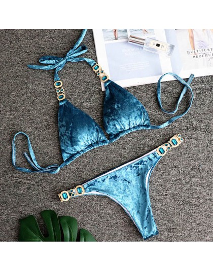 2019 Rhinestone Swimsuit kobiety Bikini kryształowy diament zestaw metalowy łańcuch stroje kąpielowe kobiet luksusowe arystokrat