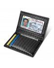 NewBring Carbon-fibre-Look skórzane etui na karty kredytowe RFID blokowanie pokrowiec w stylu portfela prawo jazdy torebka