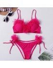 Wyściełany zestaw bikini push-up fiszbiny kwiat Ruffles strój kąpielowy dla kobiet Sexy solidny bandeau kobieta strój kąpielowy 
