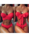 Solidny bandeau Bikini Set 2020 Sexy strój kąpielowy kobiety Bikini brazylijski stringi stroje kąpielowe kobiet stanik strój kąp