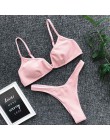 Wyściełany zestaw bikini push-up fiszbiny kwiat Ruffles strój kąpielowy dla kobiet Sexy solidny bandeau kobieta strój kąpielowy 