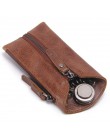 CONTACT'S Vintage prawdziwy skórzany na klucze portfel damskie etui na breloki Zipper etui na klucze mężczyźni brelok Organizer 