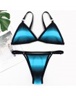 Seksowne Bikini w jednolitym kolorze zestaw stroje kąpielowe kobiety mikro Bikini pierścień Patchwork strój kąpielowy brazylijsk