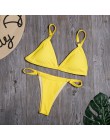 Seksowne Bikini w jednolitym kolorze zestaw stroje kąpielowe kobiety mikro Bikini pierścień Patchwork strój kąpielowy brazylijsk