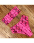 Sexy zwierząt drukowane strój kąpielowy kobiet Push Up Bikini strój kąpielowy z wysokim stanem bandaż Mayo stroje kąpielowe Band