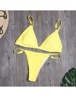 Seksowne Bikini w jednolitym kolorze zestaw stroje kąpielowe kobiety mikro Bikini pierścień Patchwork strój kąpielowy brazylijsk