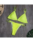 Seksowne Bikini w jednolitym kolorze zestaw stroje kąpielowe kobiety mikro Bikini pierścień Patchwork strój kąpielowy brazylijsk