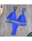 Seksowne Bikini w jednolitym kolorze zestaw stroje kąpielowe kobiety mikro Bikini pierścień Patchwork strój kąpielowy brazylijsk