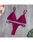 Seksowne Bikini w jednolitym kolorze zestaw stroje kąpielowe kobiety mikro Bikini pierścień Patchwork strój kąpielowy brazylijsk
