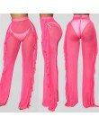 2019 Sexy kobiety przezroczyste spodnie osłona do bikini Up Mesh wzburzyć dna Plus rozmiar luźne długie spodnie stroje kąpielowe