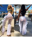 2019 Sexy kobiety przezroczyste spodnie osłona do bikini Up Mesh wzburzyć dna Plus rozmiar luźne długie spodnie stroje kąpielowe