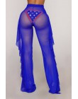 2019 Sexy kobiety przezroczyste spodnie osłona do bikini Up Mesh wzburzyć dna Plus rozmiar luźne długie spodnie stroje kąpielowe