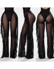 2019 Sexy kobiety przezroczyste spodnie osłona do bikini Up Mesh wzburzyć dna Plus rozmiar luźne długie spodnie stroje kąpielowe