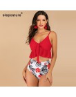 2020 Sexy wysokiej talii strój kąpielowy Bikini kobiety strój kąpielowy z falbanką Vintage Bikini w stylu Retro Plus Size kostiu