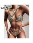 In-x Sexy golden bikini 2020 mujer błyszczący kostium kąpielowy damski wąż bikini set nieregularne stroje kąpielowe damskie kost