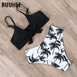 RUUHEE strój kąpielowy bikini kobiety strój kąpielowy 2019 bikini wysokie w talii Push Up węzeł z przodu strój kąpielowy kobiety