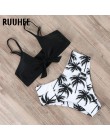 RUUHEE strój kąpielowy bikini kobiety strój kąpielowy 2019 bikini wysokie w talii Push Up węzeł z przodu strój kąpielowy kobiety