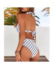 2019 Sexy wysokiej talii nadruk w kropki strój kąpielowy bikini kobiety zestaw bikini push up z ramiączkami kostium kąpielowy da