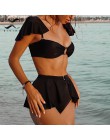 Bikini z wysoką talią 2020 Mujer strój kąpielowy z odsłoniętymi ramionami kobiet Push up kostium kąpielowy Sexy czarny strój kąp