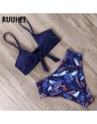 RUUHEE strój kąpielowy bikini kobiety strój kąpielowy 2019 bikini wysokie w talii Push Up węzeł z przodu strój kąpielowy kobiety